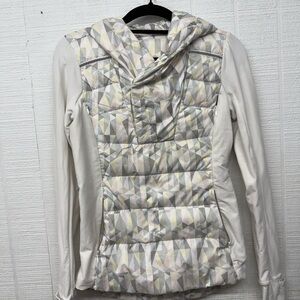 lululemon athletica Cream Quilted Geometric Hooded Puffer Jacket